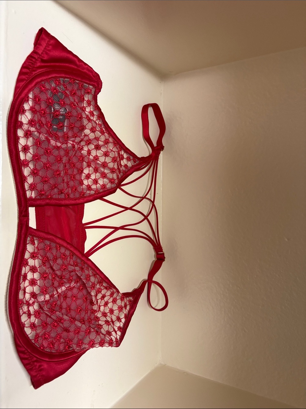 Victoria Secret Red Lace Strappy Bralette - Women Intimates & Sleepwear